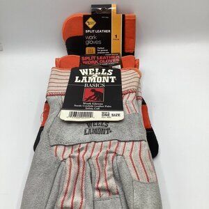 Three  Pair Mens Work Gloves New With Tags Split‎ Leather One Size